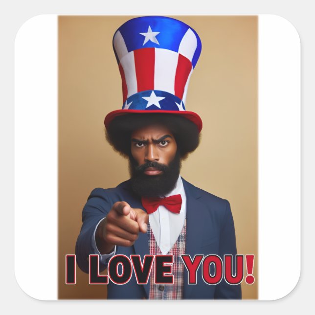 I Love You! - Uncle Sam Postcard Square Sticker (Front)