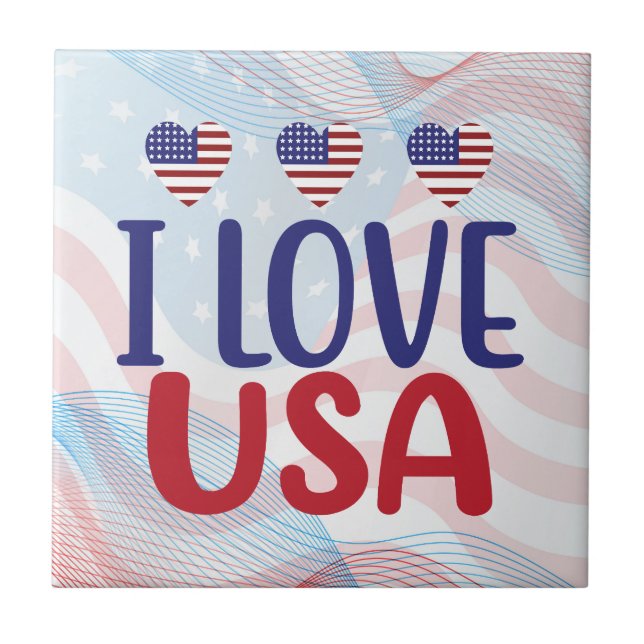 I Love You USA Tile (Front)