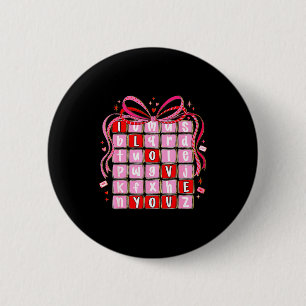 I Love You Valentine Kids Preppy Valentine's Day L 2 Inch Round Button