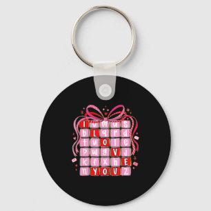 I Love You Valentine Kids Preppy Valentine's Day L Keychain