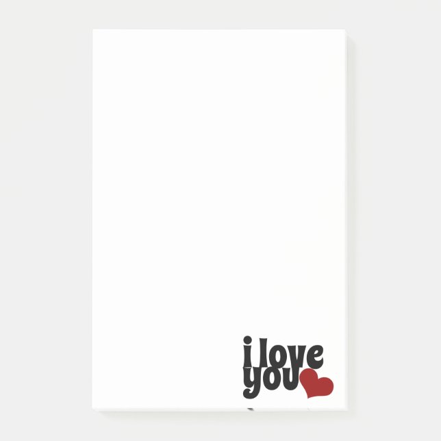 I Love You Valentine Red Heart Typography Post-it Notes (Front)