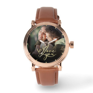 I love You Valentine’s Modern Photo Calligraphy Watch