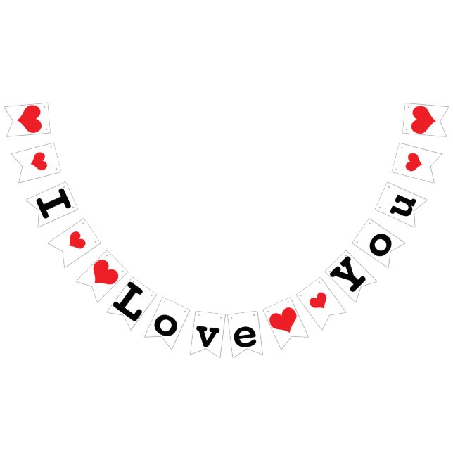 I LOVE YOU Valentine Wedding Decor Bunting Flags (All)