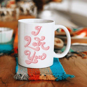 I Love You Valentine's Day Cup Retro Light Pink