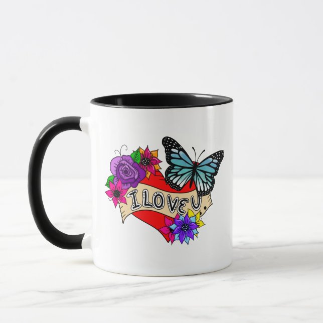 I Love You | Valentine's Day Heart and Rose Mug (Left)