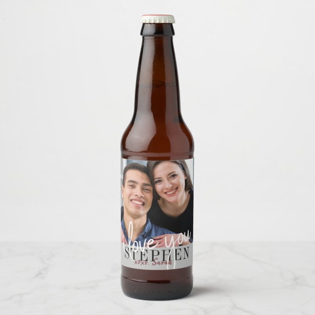 I Love You Valentine's Day Photo Beer Bottle Label (Front)