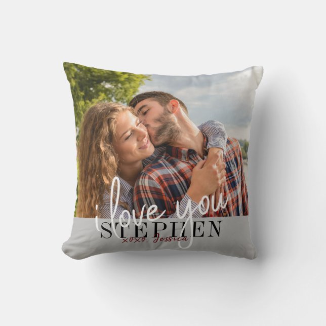I Love You Valentine's Day Photo Throw Pillow (Front)