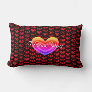 I Love You Valentine's Day With Hearts Lumbar Pillow