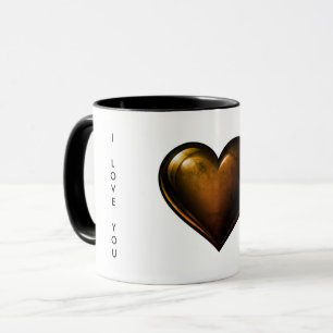 I Love You Valentine's Golden  Heart Coffee Mugs 