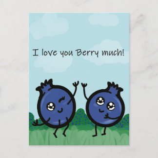 I love you very much pun postcard berries