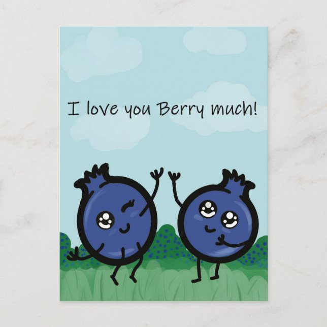 I love you very much pun postcard berries (Front)