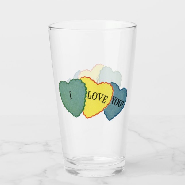 I Love You Vintage Candy Valentine Glass (Back)