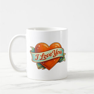 I Love You Vintage Heart Mug