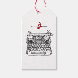 I love you   Vintage Typewriter   Valentine's Gift Tags