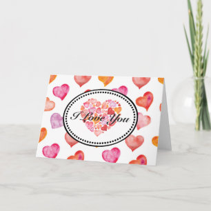 I Love You Watercolor Hearts Card