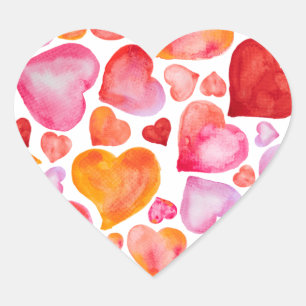 I love you watercolor hearts heart sticker