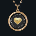 I Love You With All Of My Heart For All My Life Gold Plated Necklace<br><div class="desc">The perfect gift for your wife for a special anniversary. Gold heart design containing the words I Love You. Around the circle are the words With All Of My Heart For All My Life.</div>