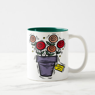 I love you with flowers Two-Tone coffee mug