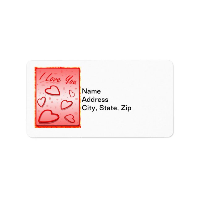 I Love You with Hearts Pink Background Label (Front)
