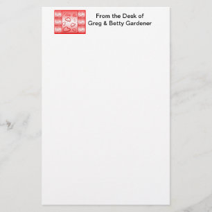 I Love You with Hearts Pink Background Stationery
