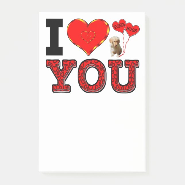 I Love You With Hugs & Kisses Post-it Notes (Front)