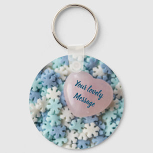 I love you with lovely hearts and snowflakes! keychain