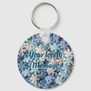 I love you with lovely snowflakes message! keychain
