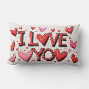 I Love You With Many Hearts Lumbar Pillow