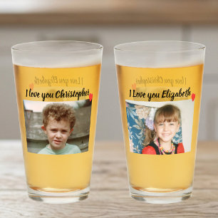 I Love you with photos and names Glass