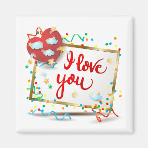 I Love You with Red Heart Magnet