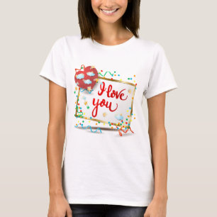 I Love You with Red Heart T-Shirt