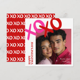 I Love You XOXO Photo Modern Happy Valentines Day Holiday Card