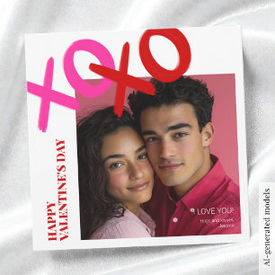 I Love You XOXO Photo Modern Happy Valentines Day Holiday Card