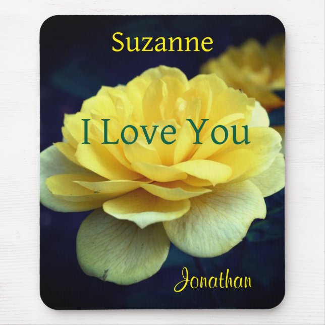 I Love You Yellow Rose Personalized Mouse Pad (Front)