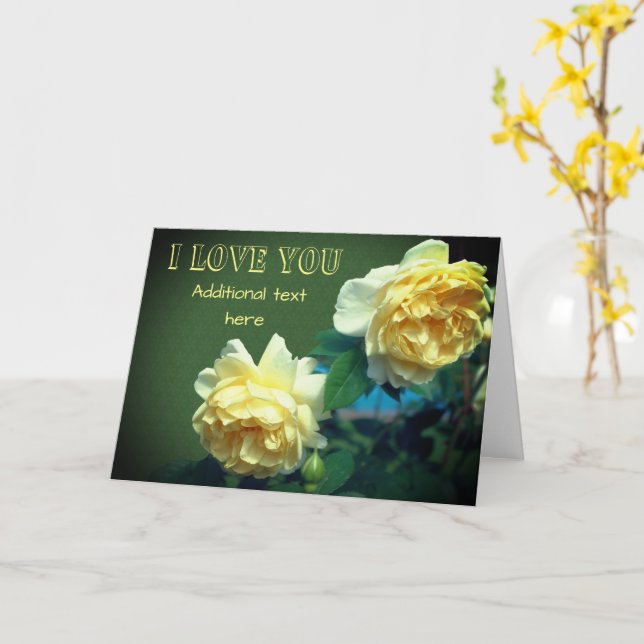 I Love You Yellow Roses Flower Personalized Card (Yellow Flower)