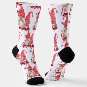 I Love Your Face, Funny Gnome Couple Socks
