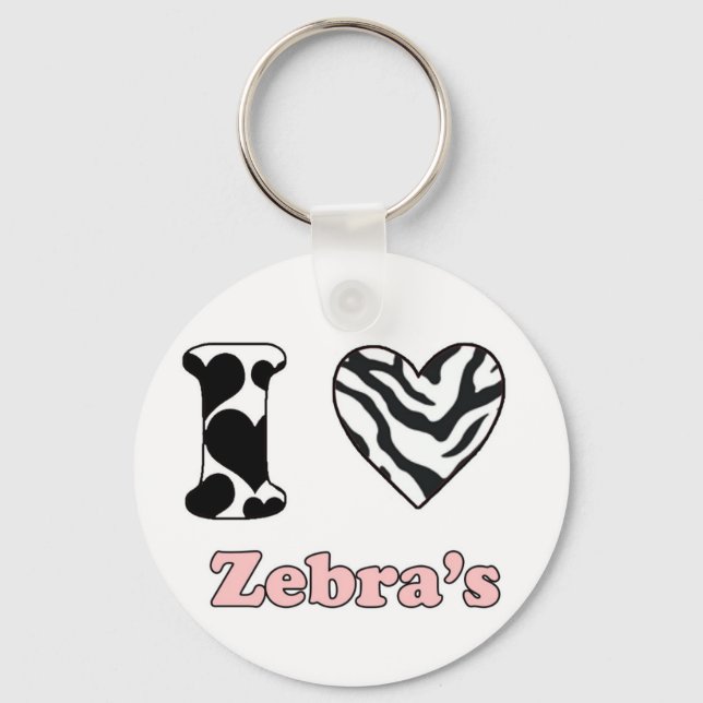 I love Zebra's Keychain (Front)