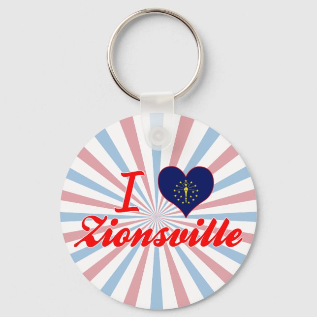 I Love Zionsville, Indiana Keychain (Front)