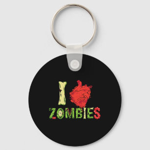 I Love Zombie Typography Made Of Zombies Parts Keychain