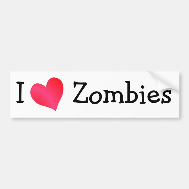 I Love Zombies Bumper Sticker (Front)