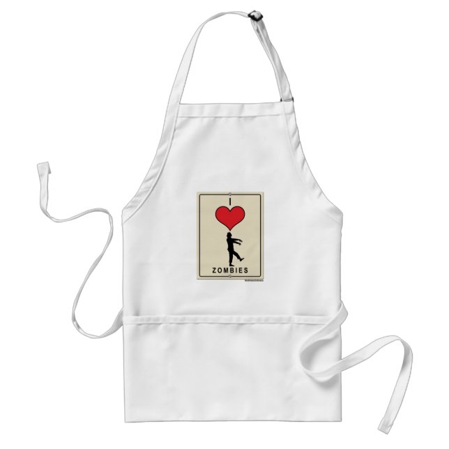 I Love Zombies Standard Apron (Front)