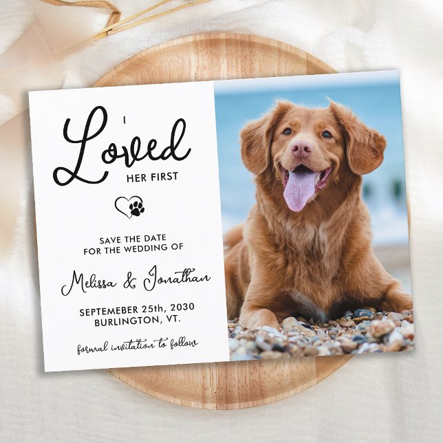 I Loved Her First Custom Photo Pet Dog Wedding  Announcement Postcard (Creator Uploaded)