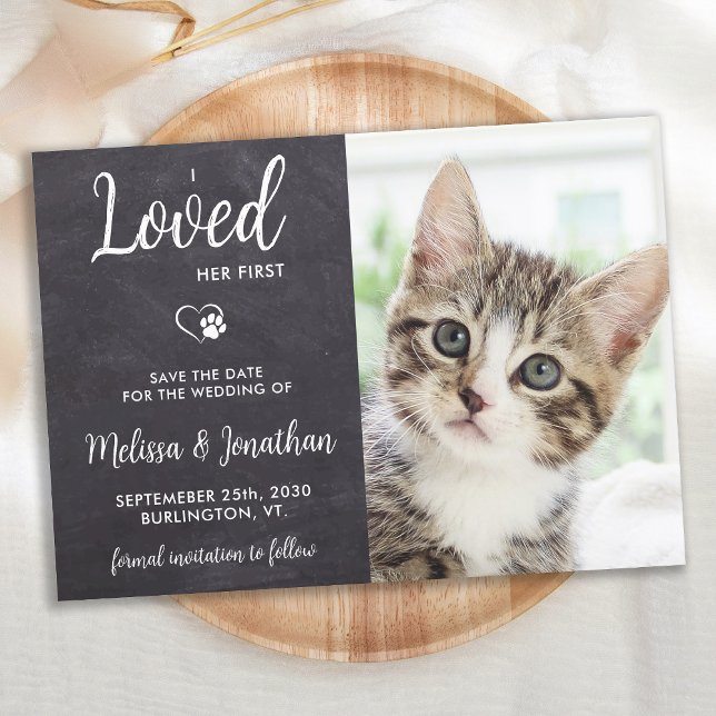 I Loved Her First Custom Photo Rustic Pet Wedding Save The Date (Creator Uploaded)
