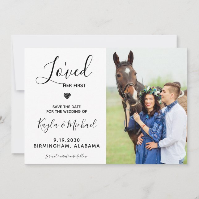 I Loved Her First Photo Modern Photo Horse Wedding Save The Date (Front)