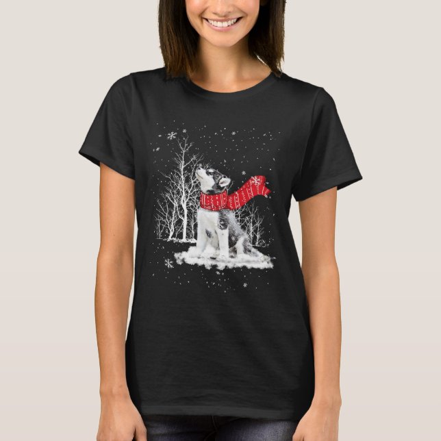 I Loves My Siberian Husky Christmas T-Shirt (Front)
