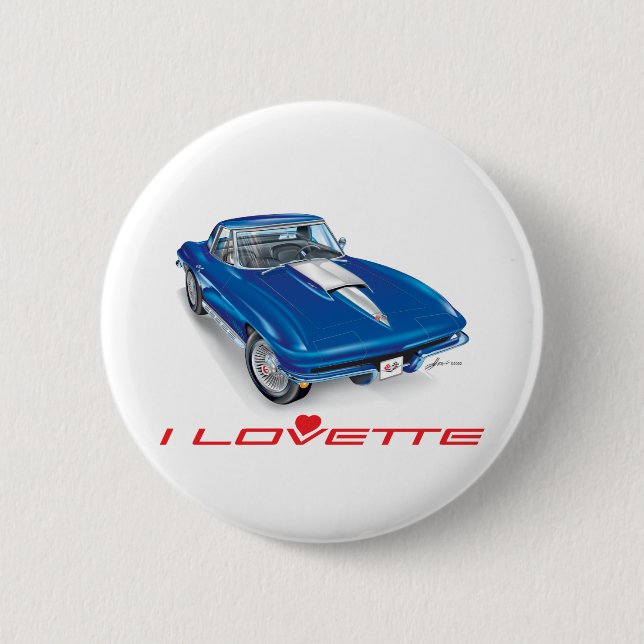 I LOVETTE UNIQUE CAR DESIGN 2 INCH ROUND BUTTON (Front)
