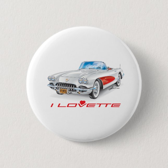 I LOVETTE UNIQUE CAR DESIGN 2 INCH ROUND BUTTON (Front)