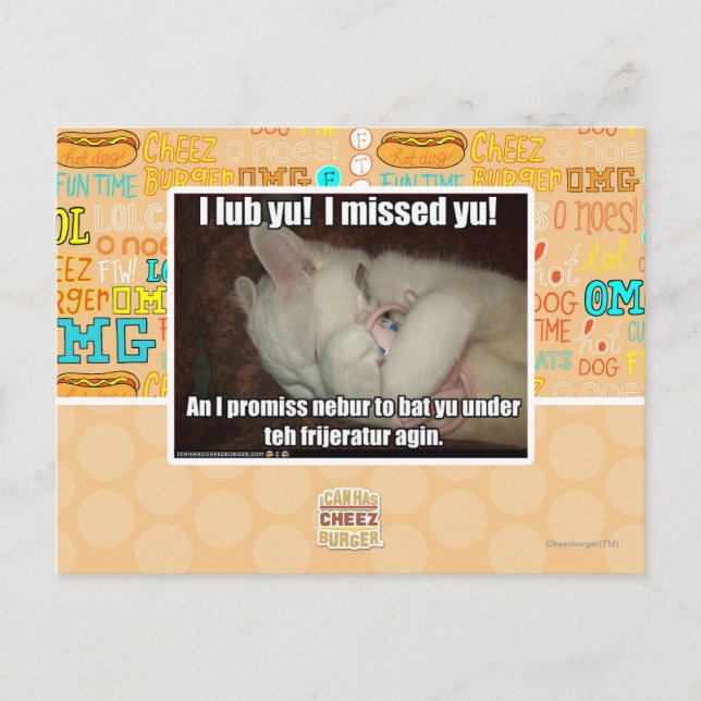 I lub Yu! I missed  yu! Postcard (Front)
