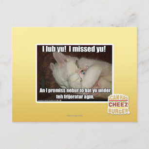I lub Yu! I missed  yu! Postcard