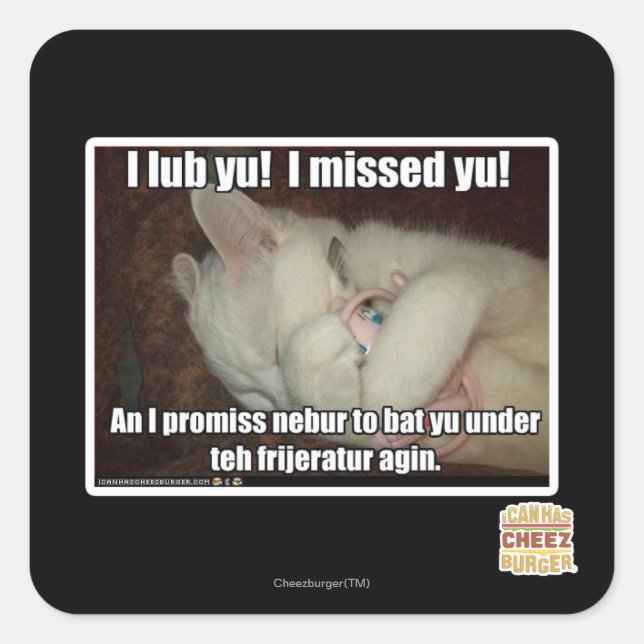 I lub Yu! I missed  yu! Square Sticker (Front)